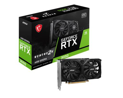 Tarjeta De Video Msi Nvidia Geforce Rtx 3050 Ventus 2X 6G Oc, 6Gb Gddr6, 96-Bit, Pci-E 4.0