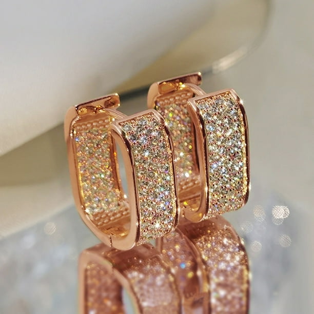 Gorgeous 18k Gold Plated CZ Hoop Earrings - Perfect for Women & Girls Daily Wear!