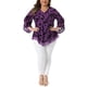 thumbnail image 4 of GRACE & GRANDEUR Blusa de Malla con Cuello en V para Mujer de Talla Grande, Capa Doble Fluyente, Manga 3/4, Talla 1X, Púrpura, 4 of 8