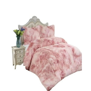 Teng Fei - Plumón Cubrecamapeludo Con Chiporro Invierno 2 Plazas Rosa Jaspeado