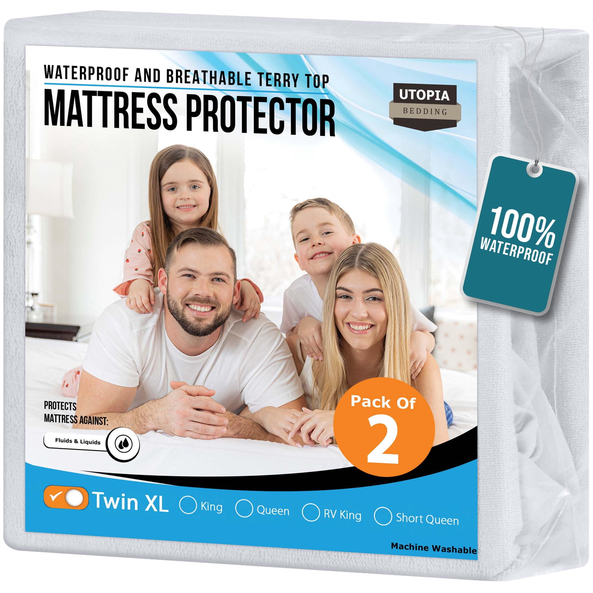 Protector De Colchón Utopia Bedding Impermeable Twin Xl, Paquete De 2