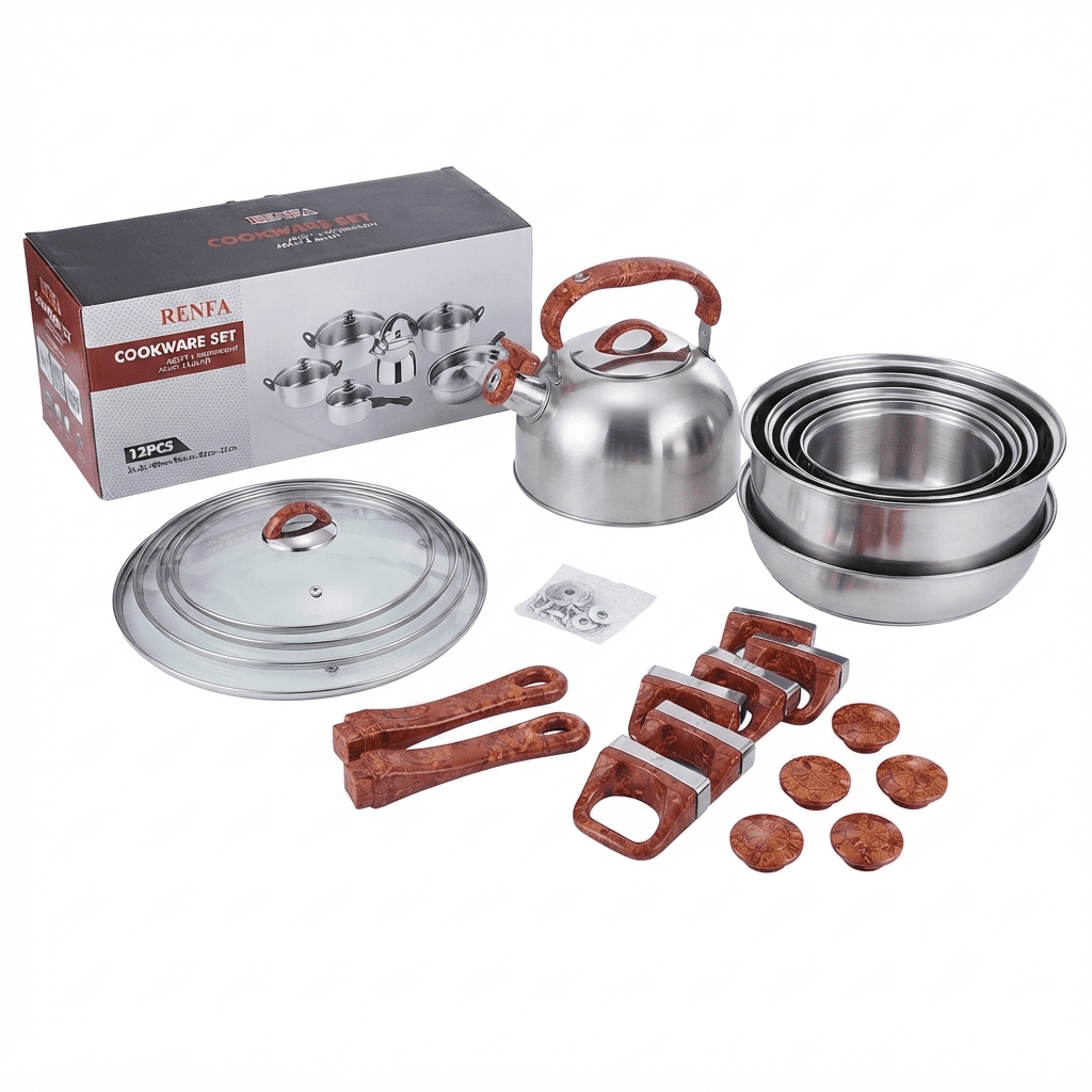 Genérico - Set De Ollas Batería 12 Pcs Antiadherente Ollas Sartén Tetera