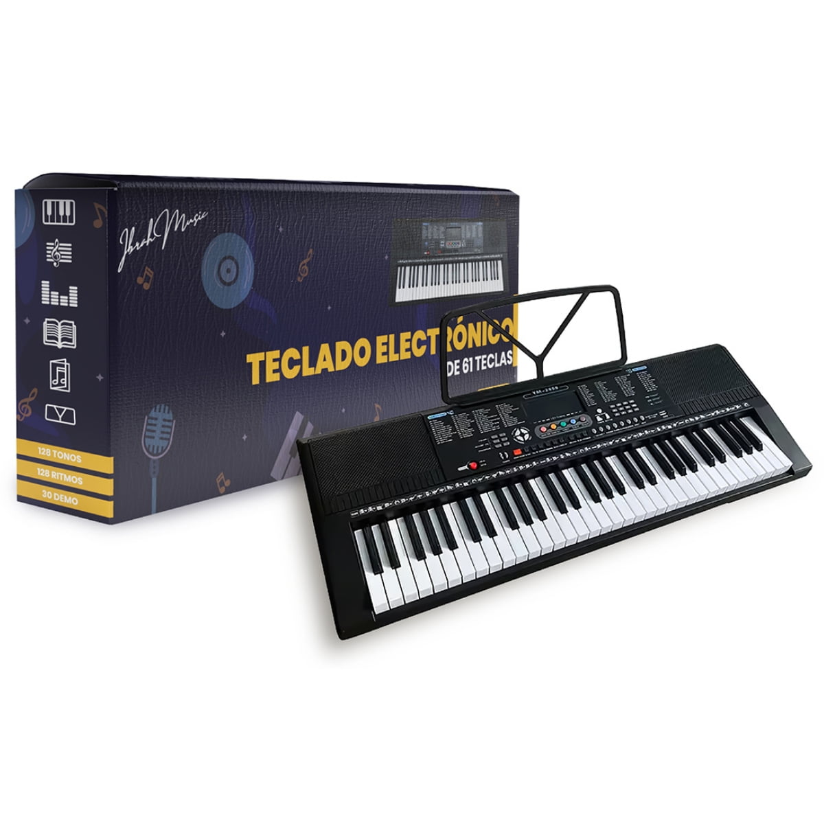 Ibrah Music - Piano Eléctrico Yongmei 61 Teclas Teclado Musical Usb