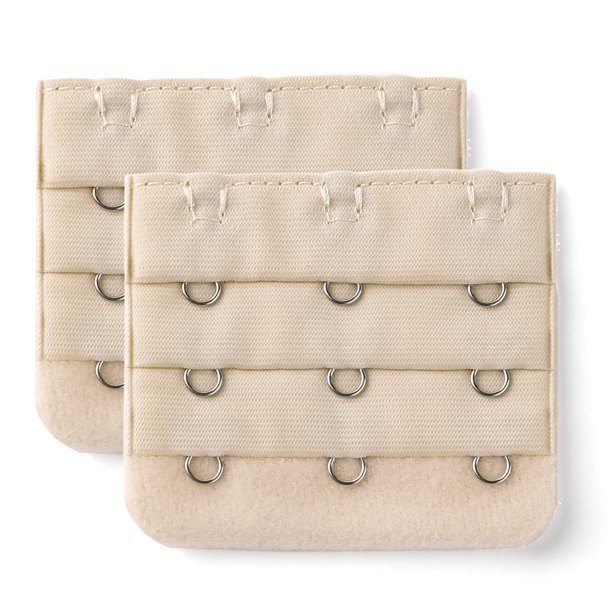 3 Ganchos 3 Filas Extensores de Correa de Sujetador Elásticos Hebillas Ganchos Banda de Sujetador para Mujeres Beige 2