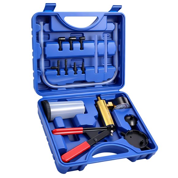 Kit de purga de frenos ZEAJSRU con bomba de vacío y manómetro - Azul