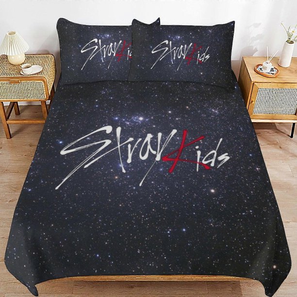 Kpop Stray Kids Bed Duvet Cover Microfiber Bedding Se3D Printed Lightweight3 Piece Comforter Se,ams for Kids