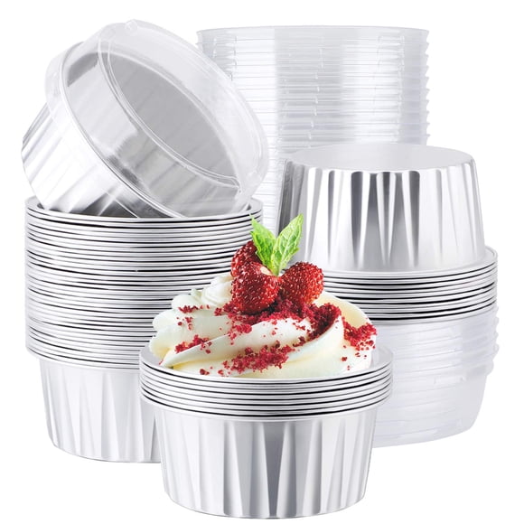 Moldes de aluminio para magdalenas y cupcakes EUSOAR 50 uds 125 ml con tapas