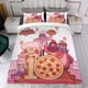 thumbnail image 4 of Juego de Pizza Conjunto de sábanas temático, trío de piezas, cómodo y amigable con la piel, diseño único, regalo de decoración para el hogar para familiares, amigos y fans, 90 cm * 190 cm, 4 of 6