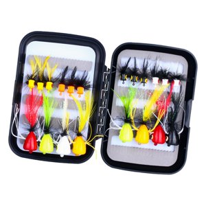Magideal - Señuelos Popper De Pesca Con Mosca, Aparejos De Pesca Realistas, Portátiles, Duraderos, Con Caja De Almacenamiento, Señuelos De Pesca Con Mosca, 20 Ud