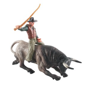 Magideal - Figuras De Tauromaquia Escultura De Equitación Decoración De Habitación Coleccionable Vaquero Occidental Juguete Educativo Animal Ganado Estatua Regal Tresillo