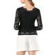 thumbnail image 3 of INSPIRE CHIC Blusa de Encaje Floral para Mujer de San Valentín con Cuello en V y Mangas Largas con Ribete Festoneado XL Negro, 3 of 7