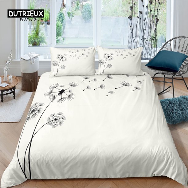 x2119 Bed SheetsHome Living Luxury Dandelion Bedding Set Flower Duvet Cover Pillowcase and EU/US/AU/UK Size Comforter Bedding 3-Piece Bedding Set (1 Duvet Cover + 2 Pillow Shams) nj2119