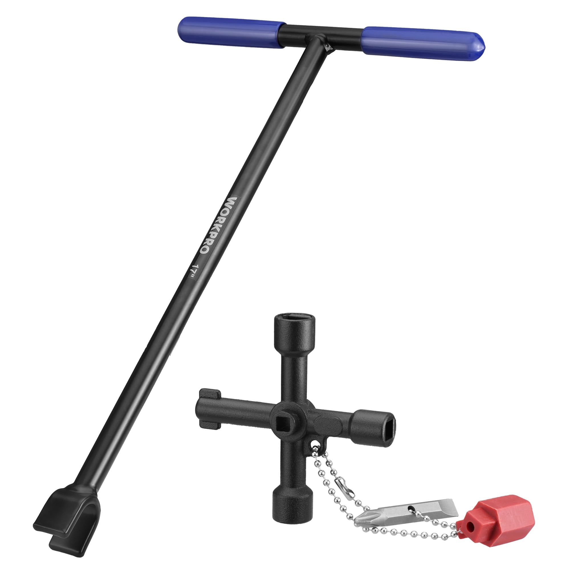 Llave Para Contador De Agua Workpro 17 Con Llave Utilitaria De Acero De 4 Vías