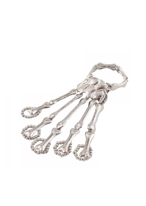 Genérico - Anillo Y Pulsera Con Calavera Punk, Color Plata