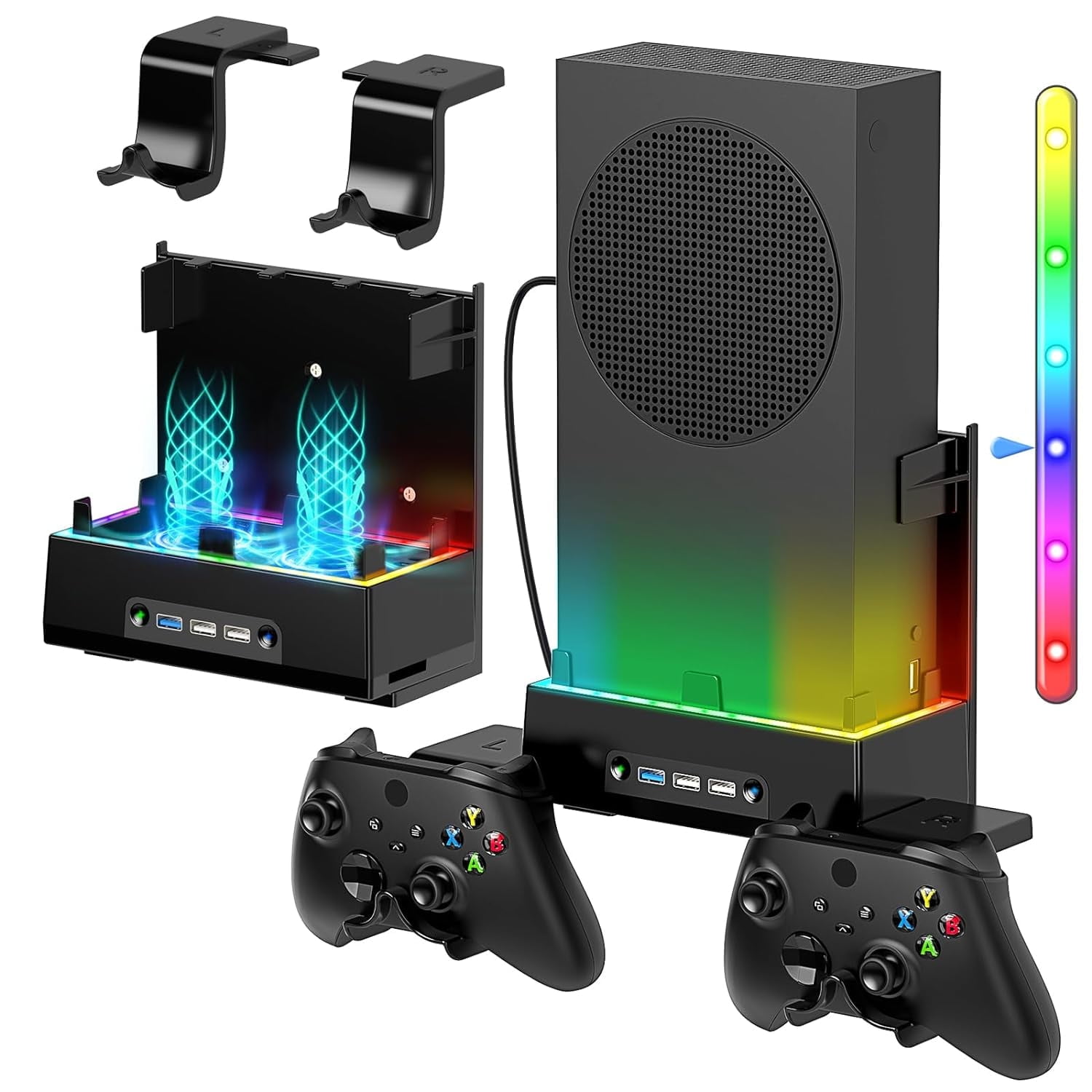 Soporte De Pared Aaronmei Para Xbox Series S Con Ventilador Enfriador Rgb Negro