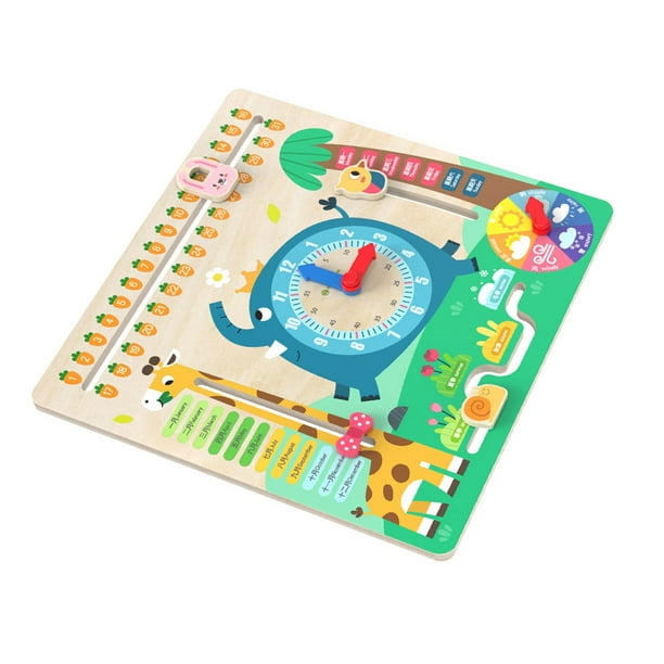 Rompecabezas De Reloj Con Calendario De Madera Montessori Portátil Para Niños Pequeños En Edad Preescolar