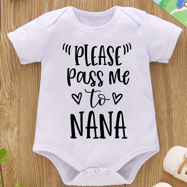 Baby Girls Funny Letter Print Romper, Short Sleeve Onesie Bodysuit For Spring Summer