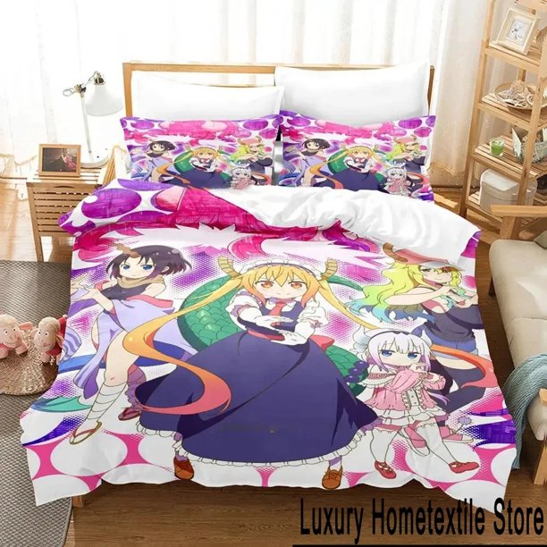 Miss Kobayashi's Dragon Maid Bedding Set Duvet Cover Bed Set Quilt Cover Pillowcase Comforter Size Boys Adult Bed Sheets