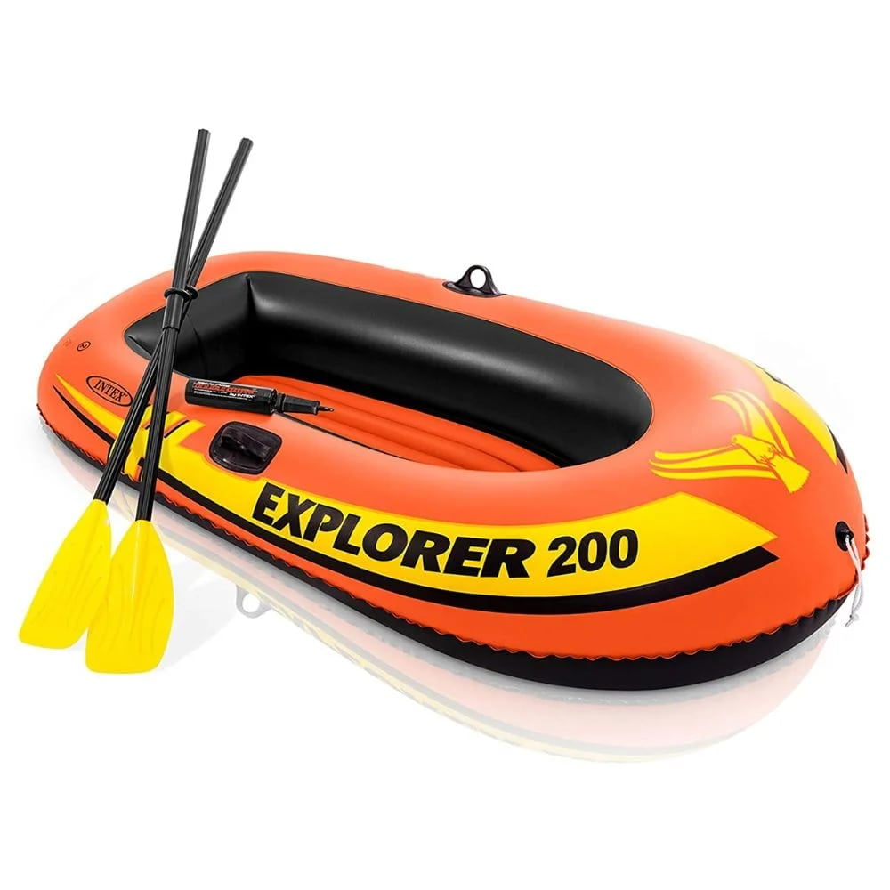 Intex - Bote Inflable Explorer 200 Set Capacidad 95 Kg + Remos + Inflador
