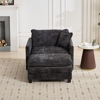 M&Ms - Cloud Sofa Ottoman Only, Modern Sectional Couch, For Living Room Bedroom And Apartment, Comfy Double Layer Upholstered Seat Cushion, Breathable Chenille Fabric, Black