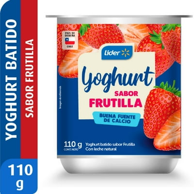 Yoghurt Batido Sabor Frutilla Pote 110 G Lider