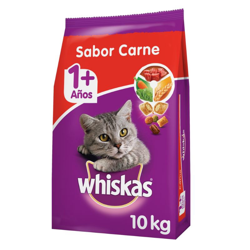 Whiskas - Alimento Seco Para Gatos Sabor Carne 10 Kg