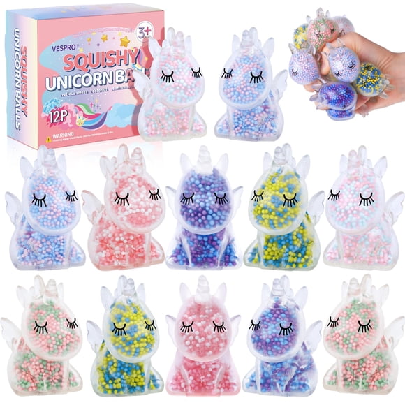 Fidget Stress Balls VESPRO Unicorn, paquete de 12 unidades, para niños y adultos