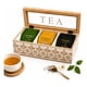 thumbnail image 1 of Organizador de Té de Madera Vintage con Tapa de Vidrio – 3 Divisiones, 1 of 6