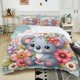 thumbnail image 1 of Cartoon Ctue Koala Printed Bedding Set 3PC 1 Duvet Cover 2 Pillowcases Adult and Children Warm Soft Bedding Set Luxury Give Gift Bed Sheets, 1 of 5