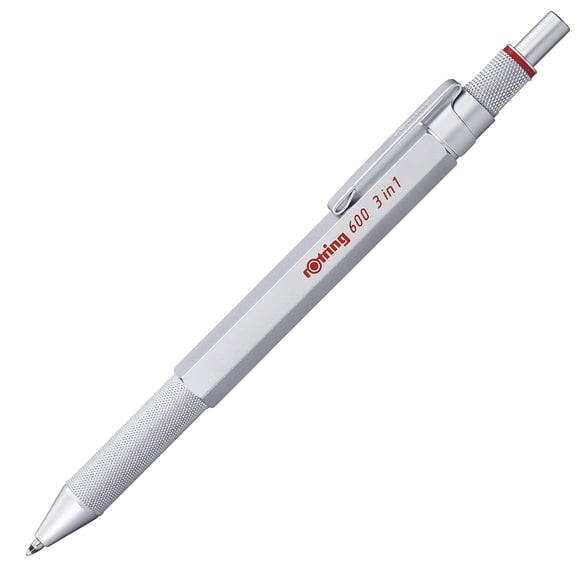 Lapicera Rotring 600 3-en-1 Plateada Multicolor con Bolígrafo y Portaminas