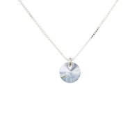 Joyas Montero - Collar Punto De Luz Plata Italiana 925 Y Cristal Genuino Blue Shade