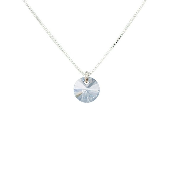 Collar Punto de Luz Plata Italiana 925 y Cristal Genuino Blue Shade