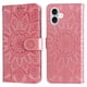 thumbnail image 1 of Funda tipo cartera FOXDOCK para iPhone 16 , diseño girasol en relieve, cuero PU, cierre magnético, soporte y tarjetero, 1 of 5