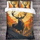thumbnail image 3 of Funda nórdica de ciervo de 3 piezas, juego de ropa de cama 3D con animales salvajes, funda de edredón de microfibra suave, con fundas de almohada, con cremallera para adultos., 3 of 3