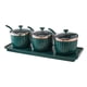 thumbnail image 3 of Caja De Especias Moderna Tarro De Condimento Con Tapa Bandeja De Cuchara Para Restaurante Bar Verde Oscuro 3 Rejillas, 3 of 5