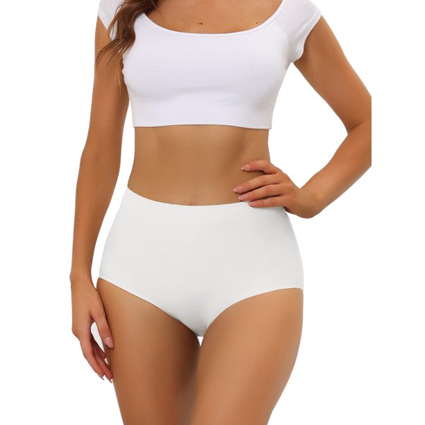 INSPIRE CHIC Ropa Interior de Mujer Bragas de Regreso a Clases Elásticas de Cintura Alta Sin Forro Transpirables Sin Costuras M Blanco