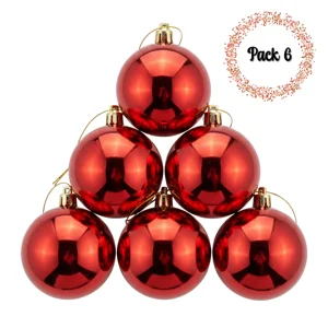 Genérico - Pack 6 Esferas Navidad Rojas 12Cm Decoración Colgantes