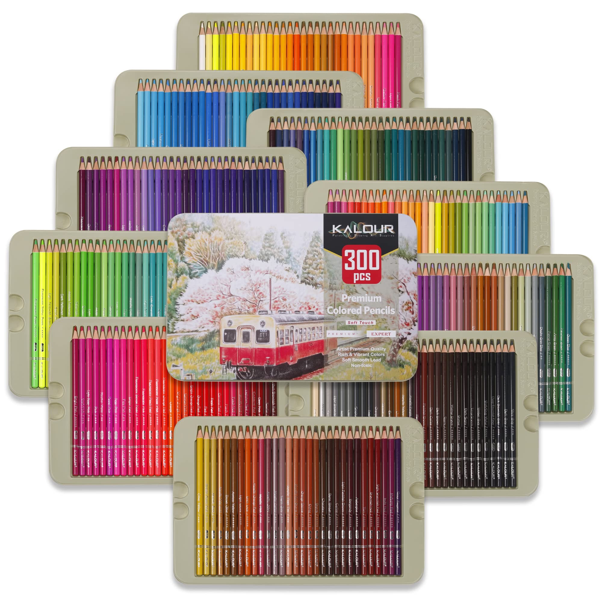 Set De Lápices De Colores Kalour Profesional, 300 Tonos Vibrantes Con Núcleo Suave