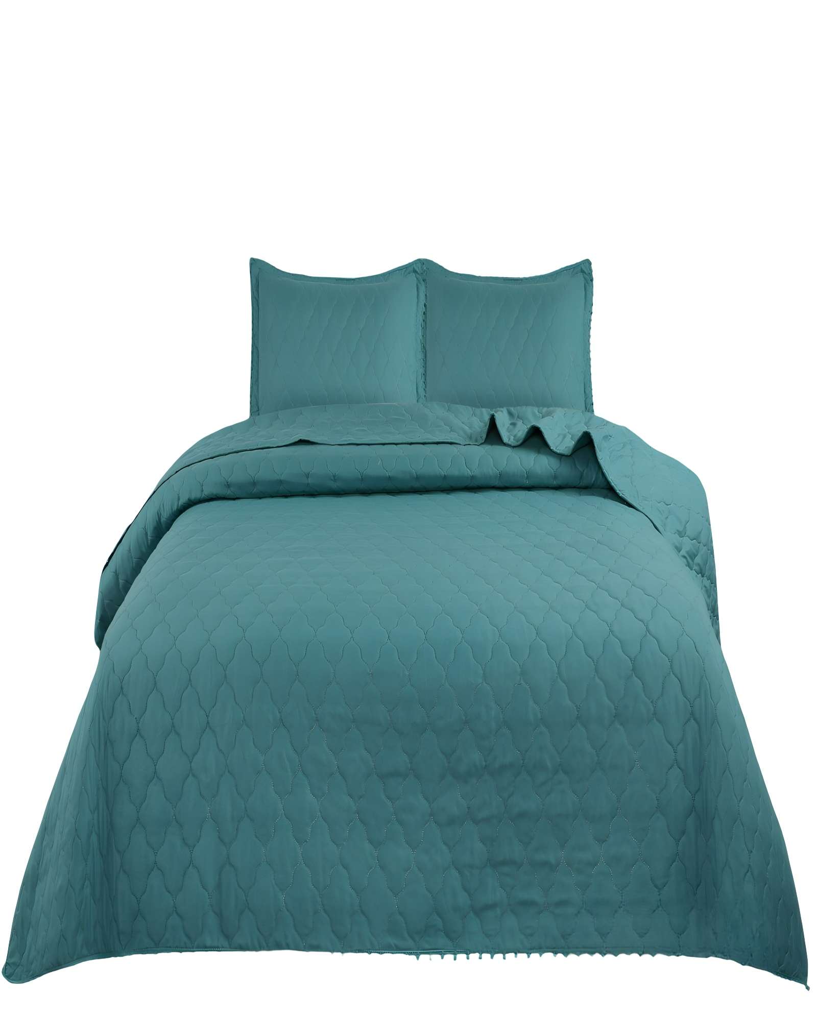 Genérico - Cubrecama Quilt De Verano Con Pompones Plaza Y Media Turquesa