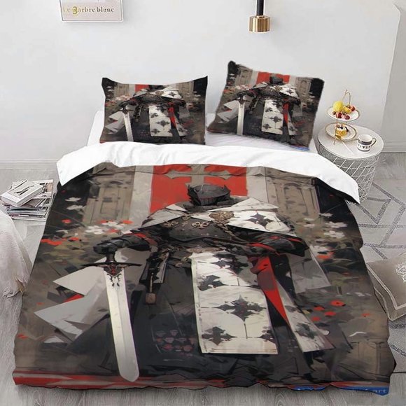 Fantasy Templars Themed Bedding Set Duvet Cover and Pillowcase Set Soft and Comfortable for All Seasons