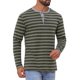 thumbnail image 4 of Camisetas Henley de Manga Larga a Rayas de Colores Contrastantes para Hombre 2XL Verde Oscuro, 4 of 6