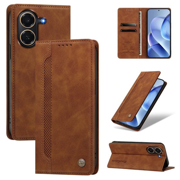 Funda Billetera para Honor X6E Imán y Resistente Marrón