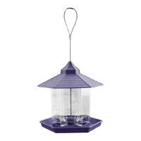 Magideal - Comedero Para Pájaros Colgante, Comedero Para Pájaros, Alta Capacidad, Con Techo, Estación De Comedero Para Pájaros, Comedero Automático Para Pájaros Gris