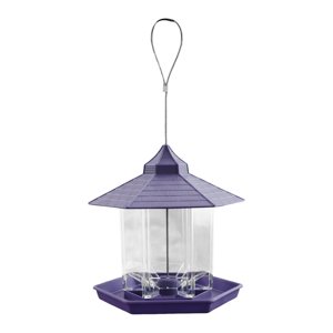 Magideal - Comedero Para Pájaros Colgante, Comedero Para Pájaros, Alta Capacidad, Con Techo, Estación De Comedero Para Pájaros, Comedero Automático Para Pájaros Gris