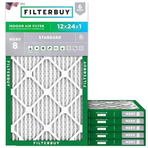 Filtro De Aire Filterbuy Merv 8 12 X 24 X 1 (Paquete De 6) Dust Defense