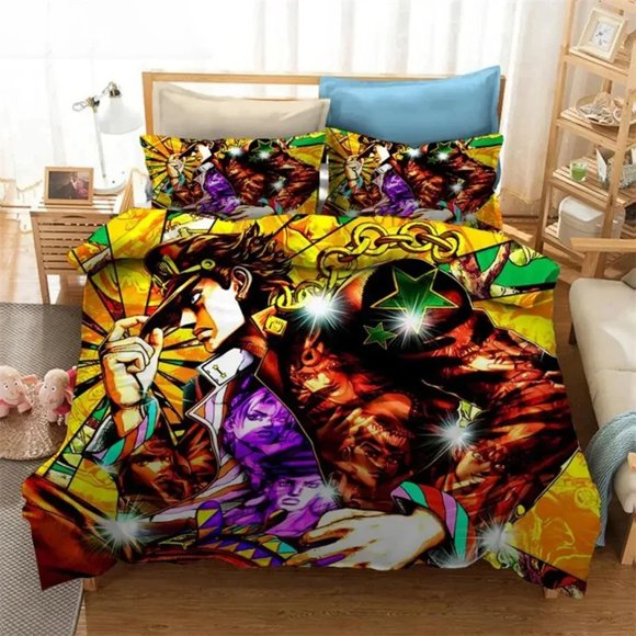 JoJo Bizarre Adventure Jotaro Kujo Bedding Set Boys Girls Twin Queen Size Duvet Cover Pillowcase Bed Kids AdultBed Sheets