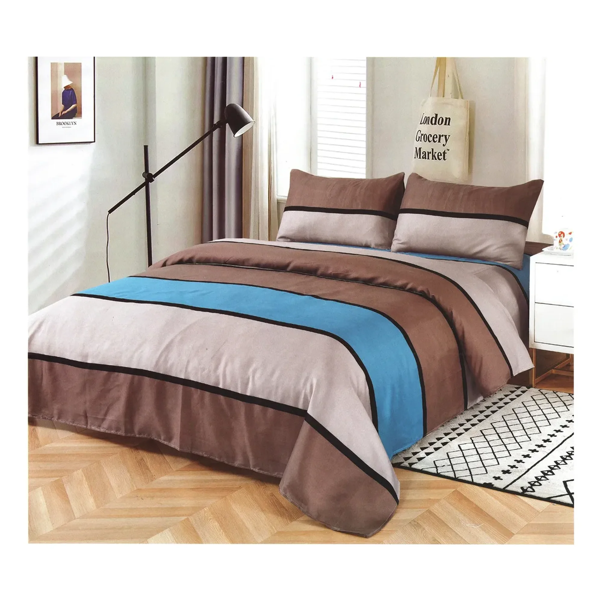 Genérico - Juego Sabana Estampado Algodon 1.5 Plaza Color 12