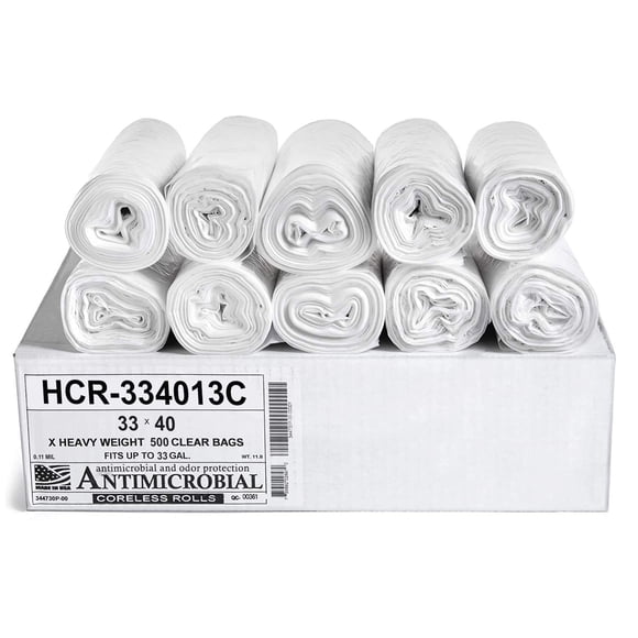 Bolsas de basura Aluf Plastics 33 gal (84 cm × 102 cm) transparentes, paquete de 500