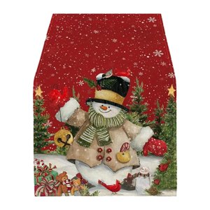 Magideal - De Mesa Navideño Rectangular, Mantel Para Interior Y Exterior, Estilo Rústico, 180 X 30 Cm, Mantel Individual Para Mesa, Mantel Para Festivales Muñeco De Nieve