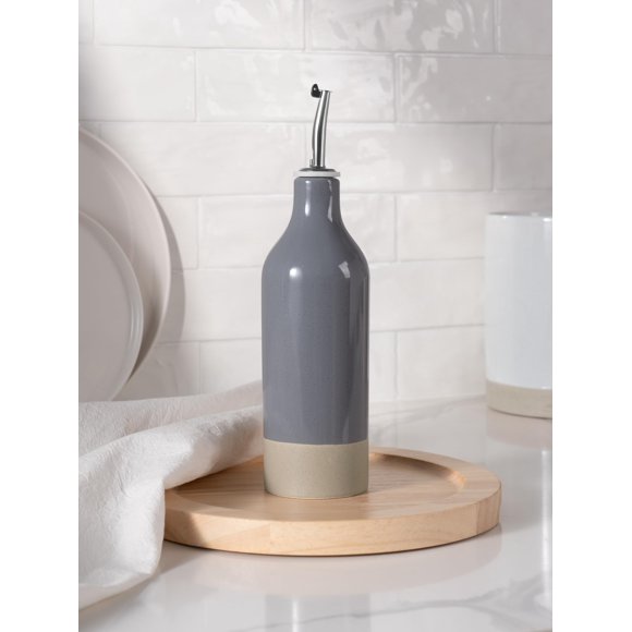 Botella famiware de cerámica para aceite, 473 ml, gris oscuro